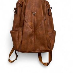 Source Unknown Tan Brown Vegan Leather Backpack